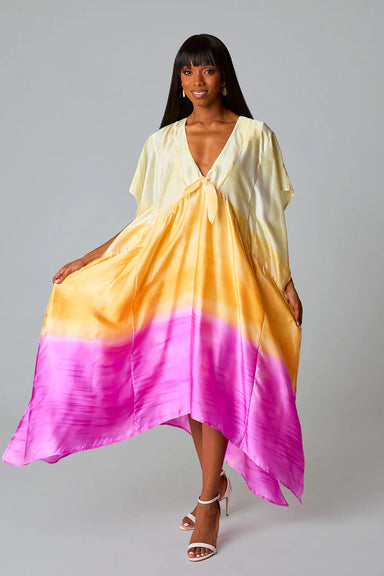 Mamie Caftan Maxi Dress Strawberry Limeade - Online Only - Beau Kisses