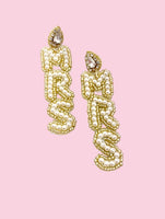 Beaded Earrings Pearl Mrs - Beau Kisses