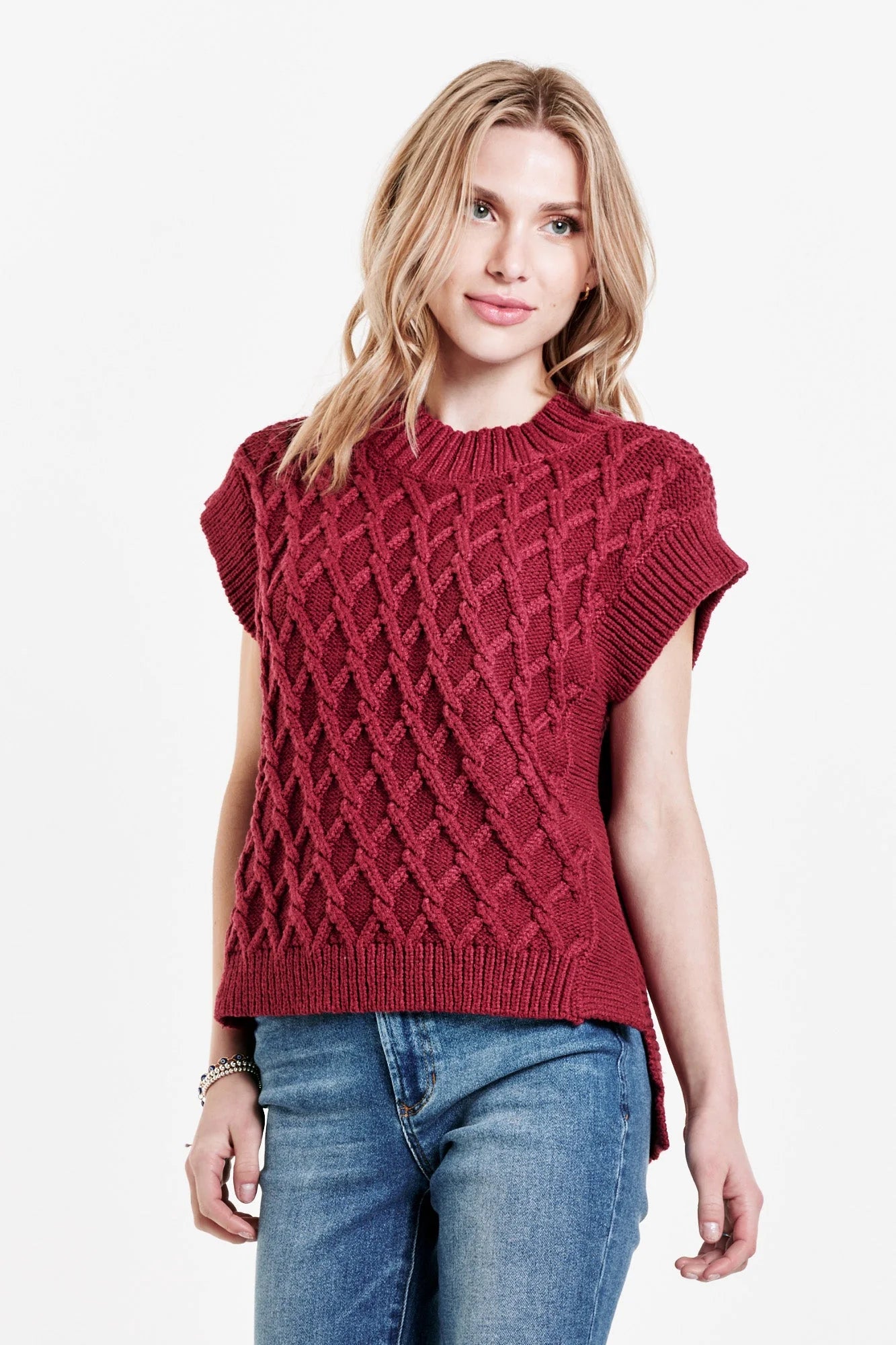Briana Wide Neck Sweater Vest Rio Red