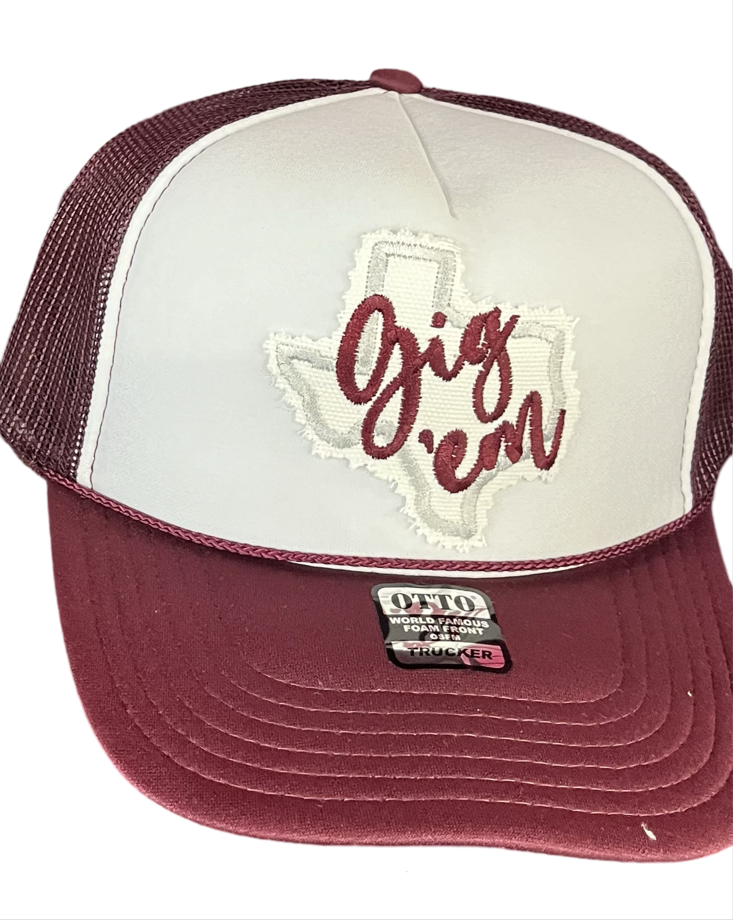 Foam Trucker Hat Texas Patch Gig Em