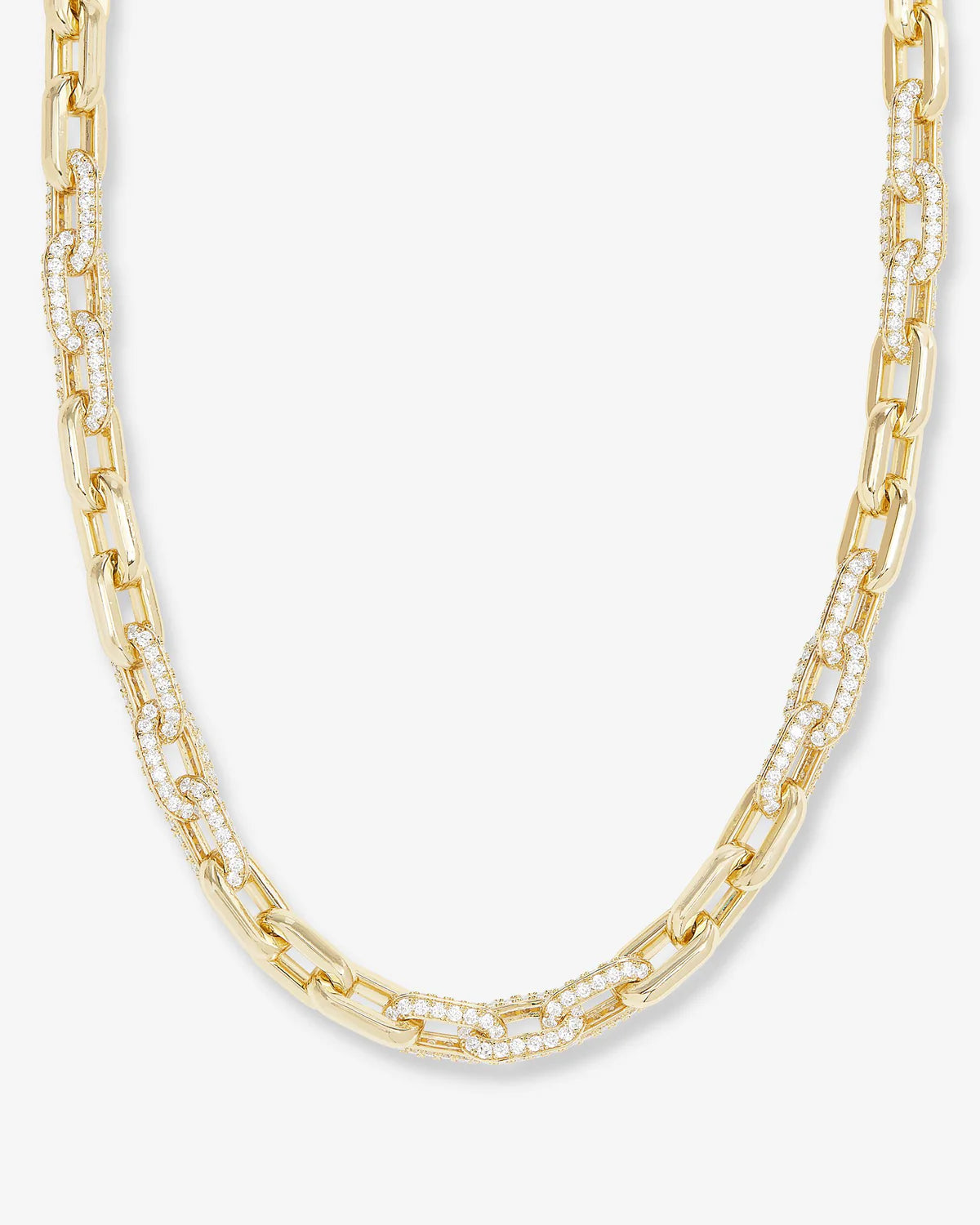 Frankie Pavé Chain Necklace Gold and White Diamondettes