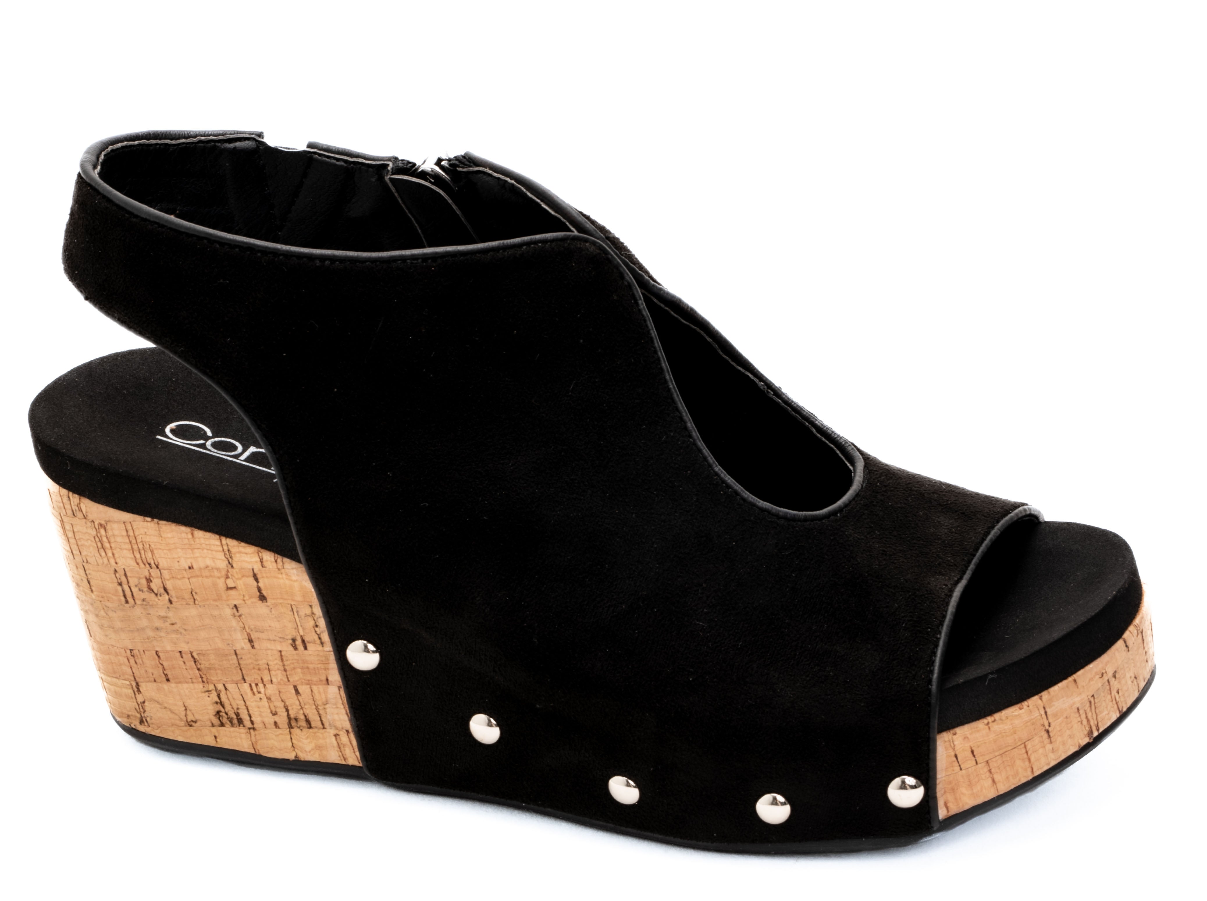 Frisky Studded Wedges Black