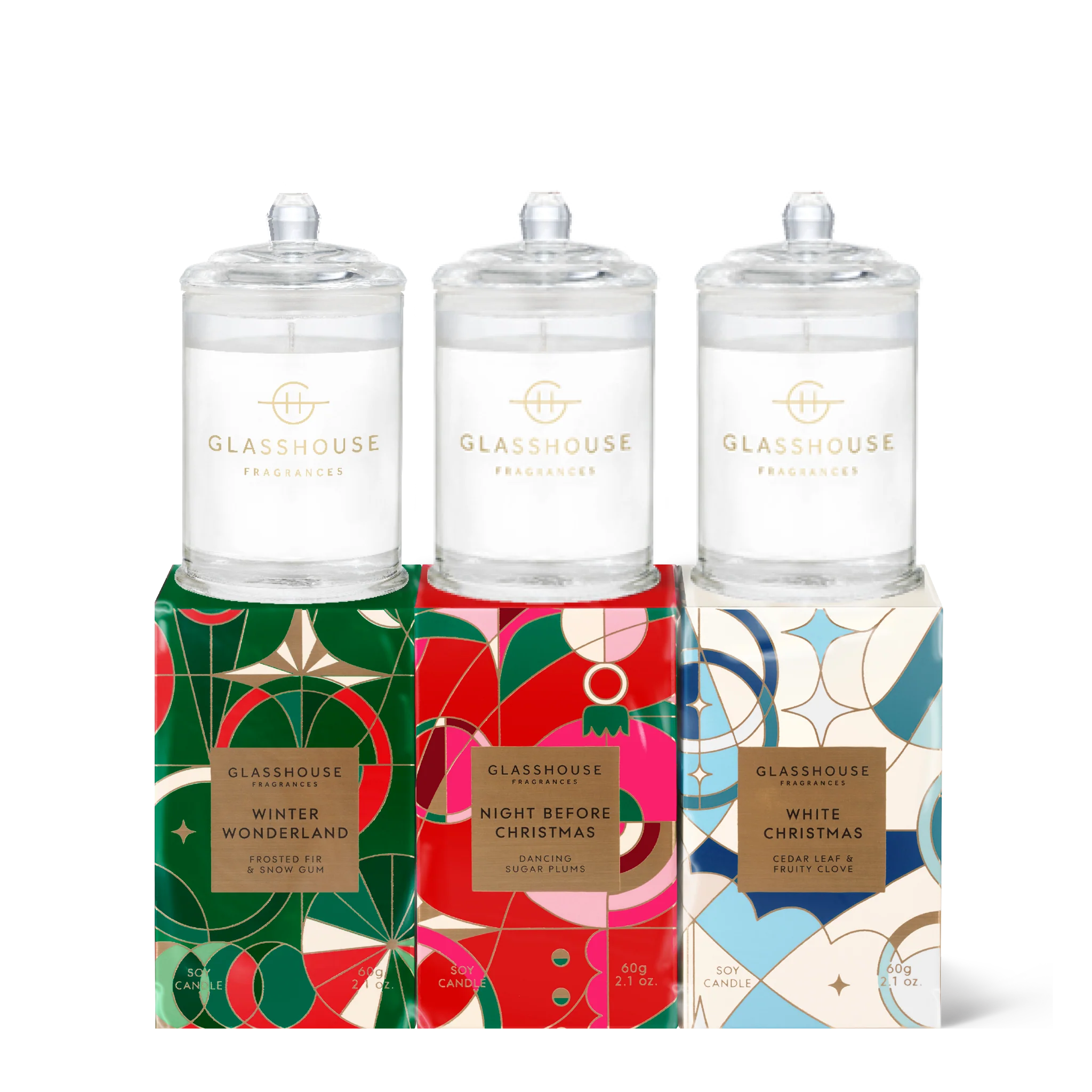 Assorted Christmas Trio Candles 2.1 oz