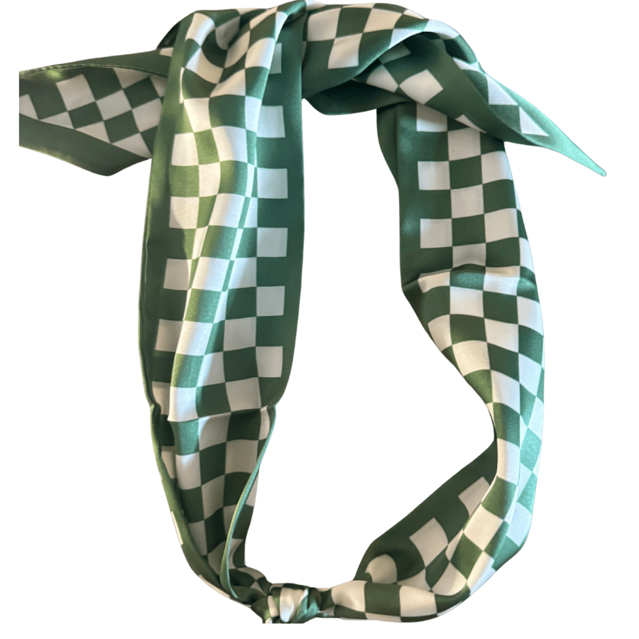 Emerald Check Luxe Scarf Necklace - Beau Kisses