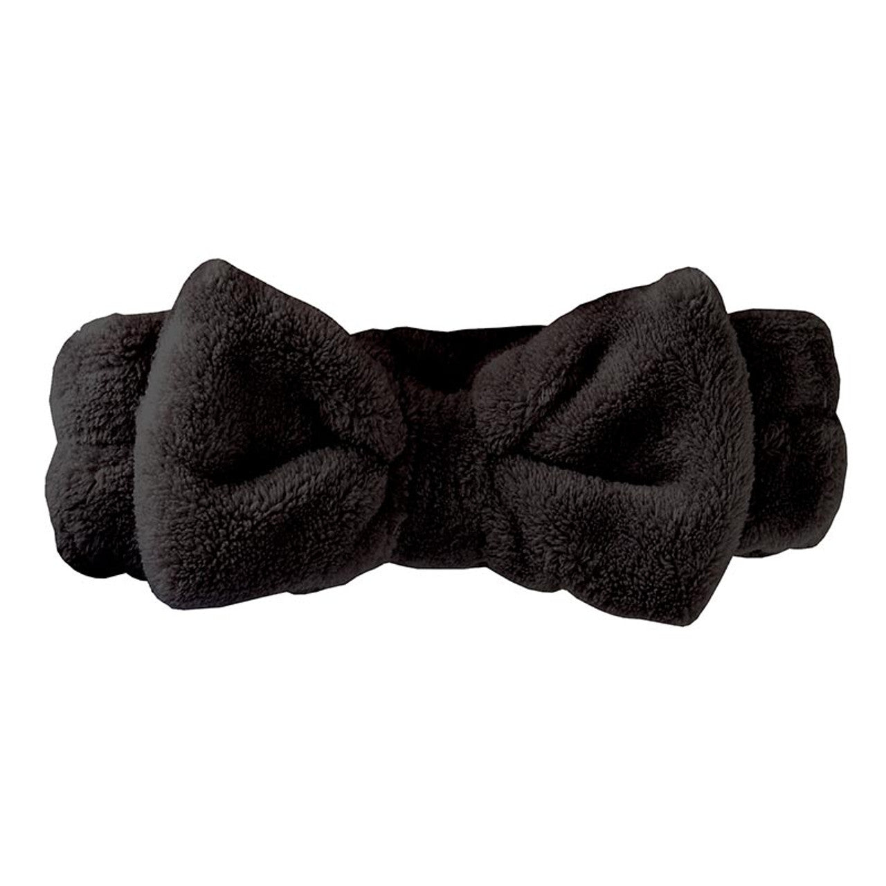 Plush Bow Spa Headband Black - Beau Kisses