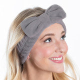 Plush Bow Spa Headband Gray - Beau Kisses