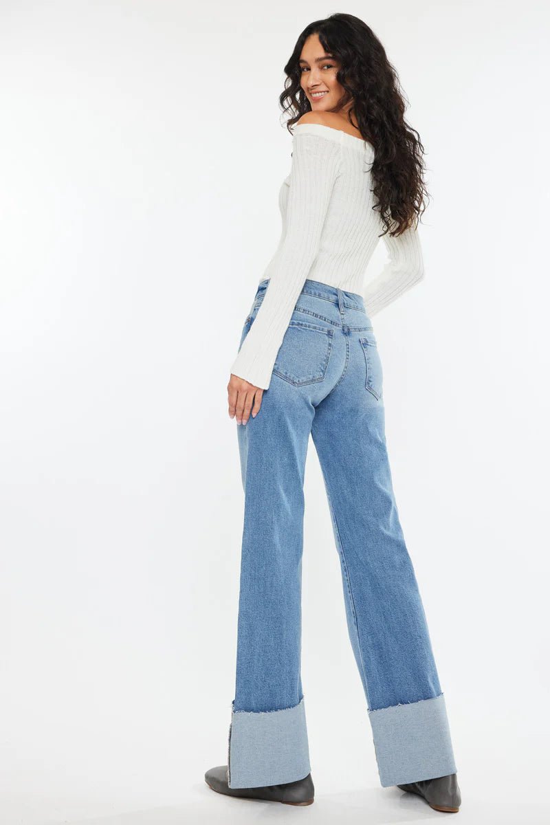 Kancan Emma Mid Rise Wide Leg Jeans Medium Wash - Beau Kisses