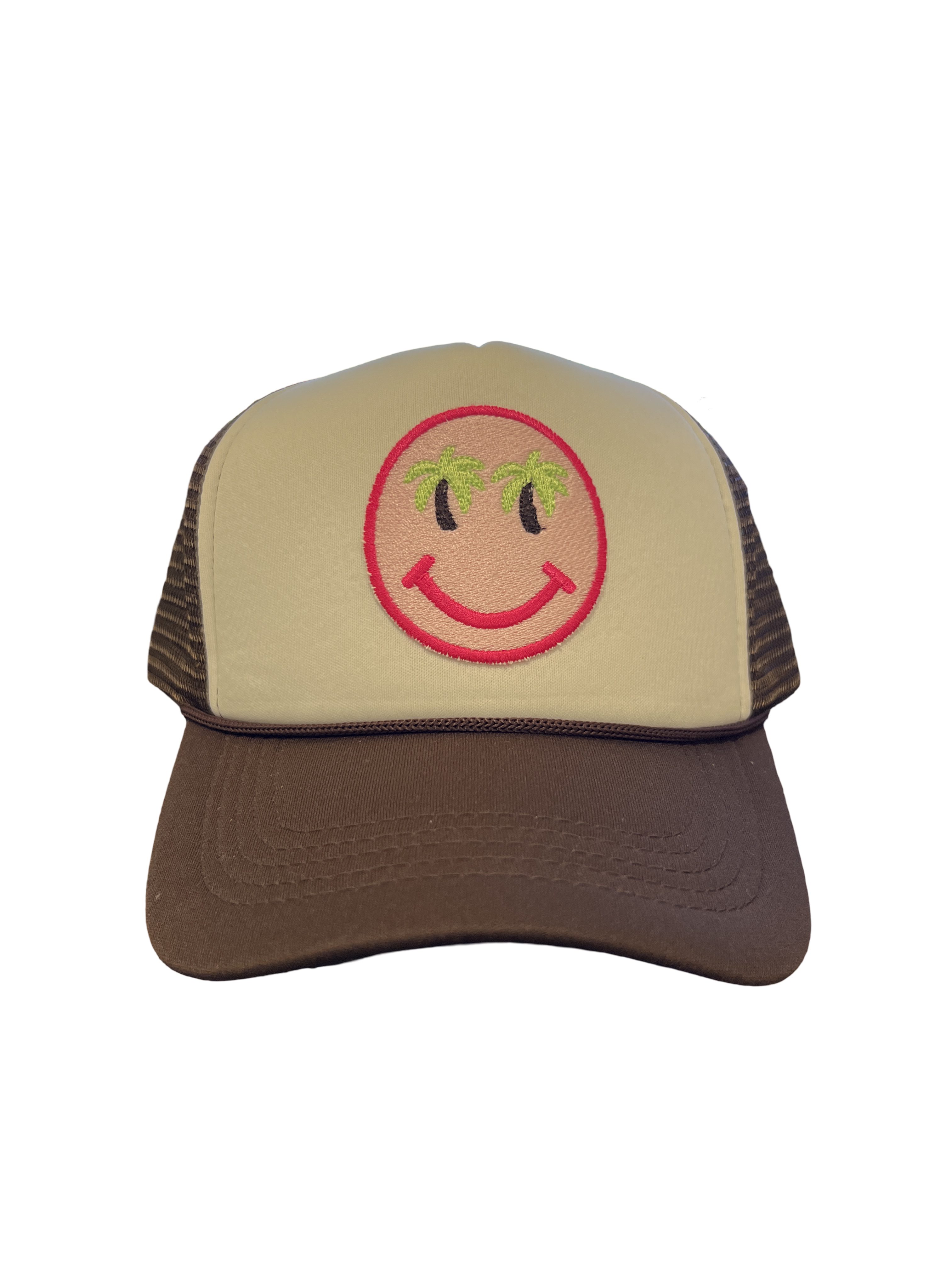 Trucker Hat Foam Smiley Face Palm Trees - Beau Kisses