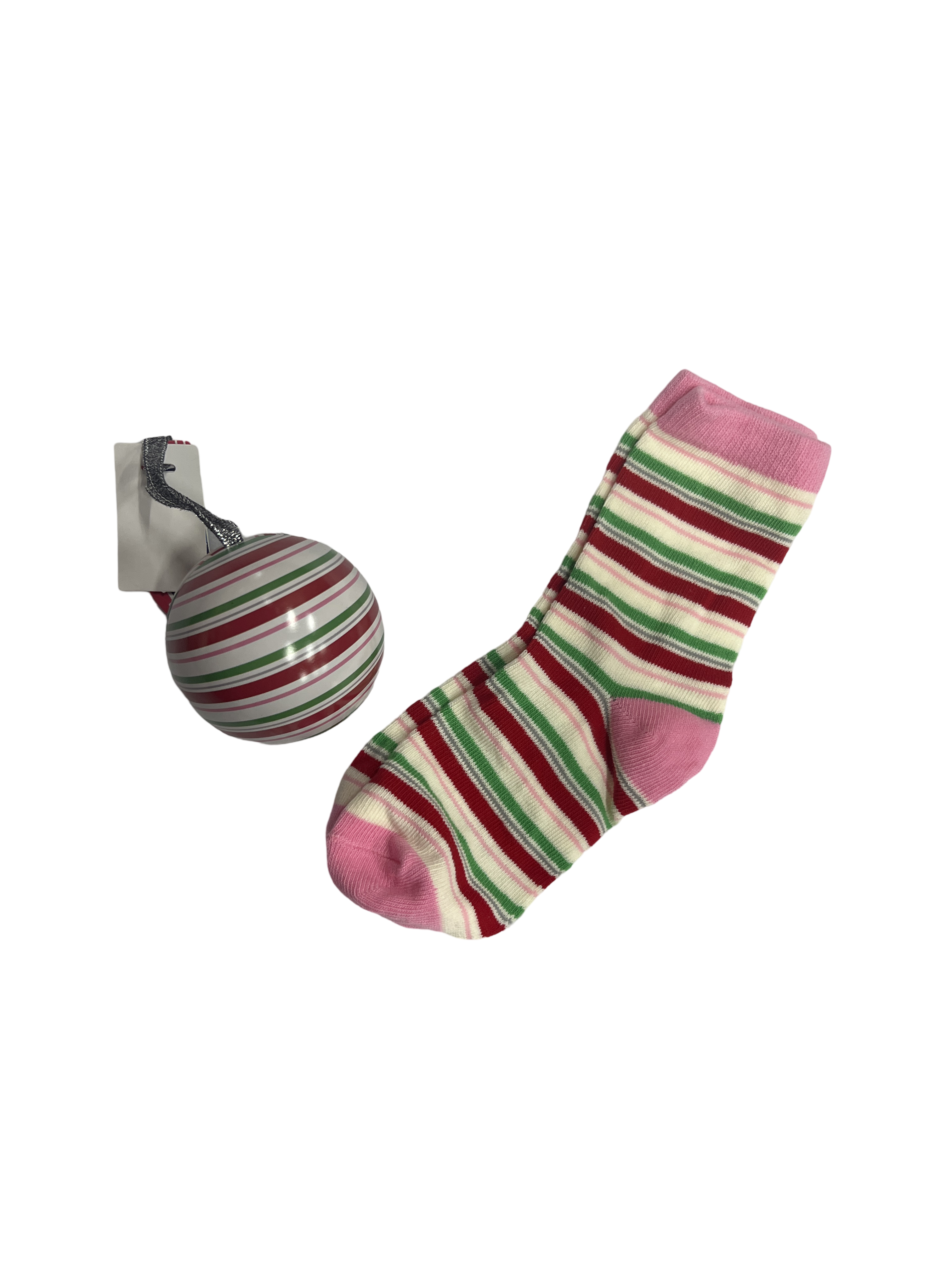 Kid's Sock In Balls Candy Cane Stripe 4-7