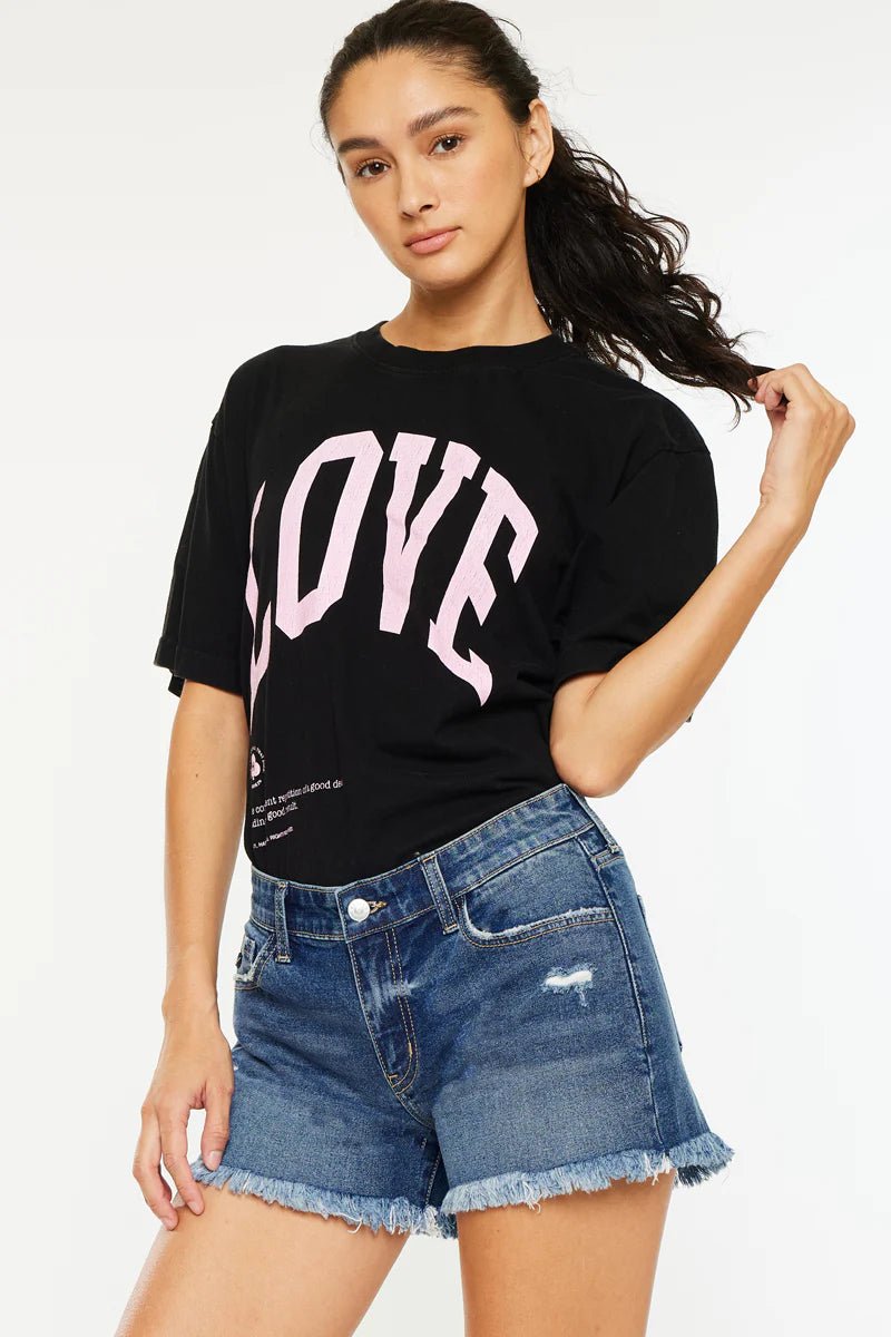 Darcie Essentials Mid Rise Shorts Dark Wash - Beau Kisses