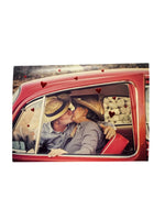 Anniversary Card Smooching Couple In Hats - Beau Kisses