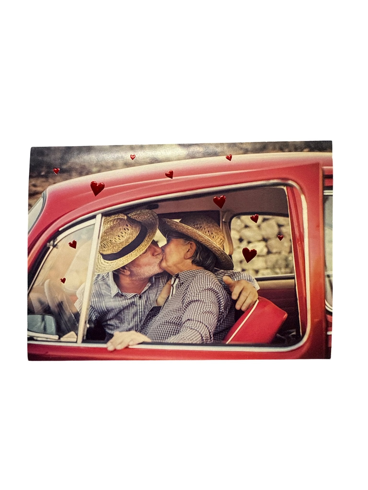 Anniversary Card Smooching Couple In Hats - Beau Kisses