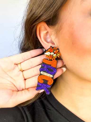 Game Day Football Helmet Enamel Earrings in Burnt Orange