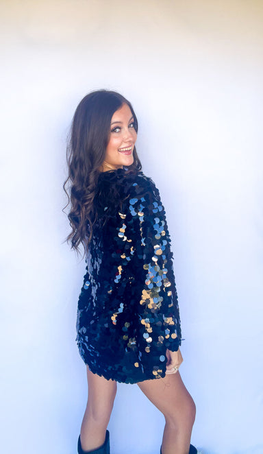 Buddy Love Bertie Sequin Wrap Dress Midnight - Available Online ONLY - Beau Kisses