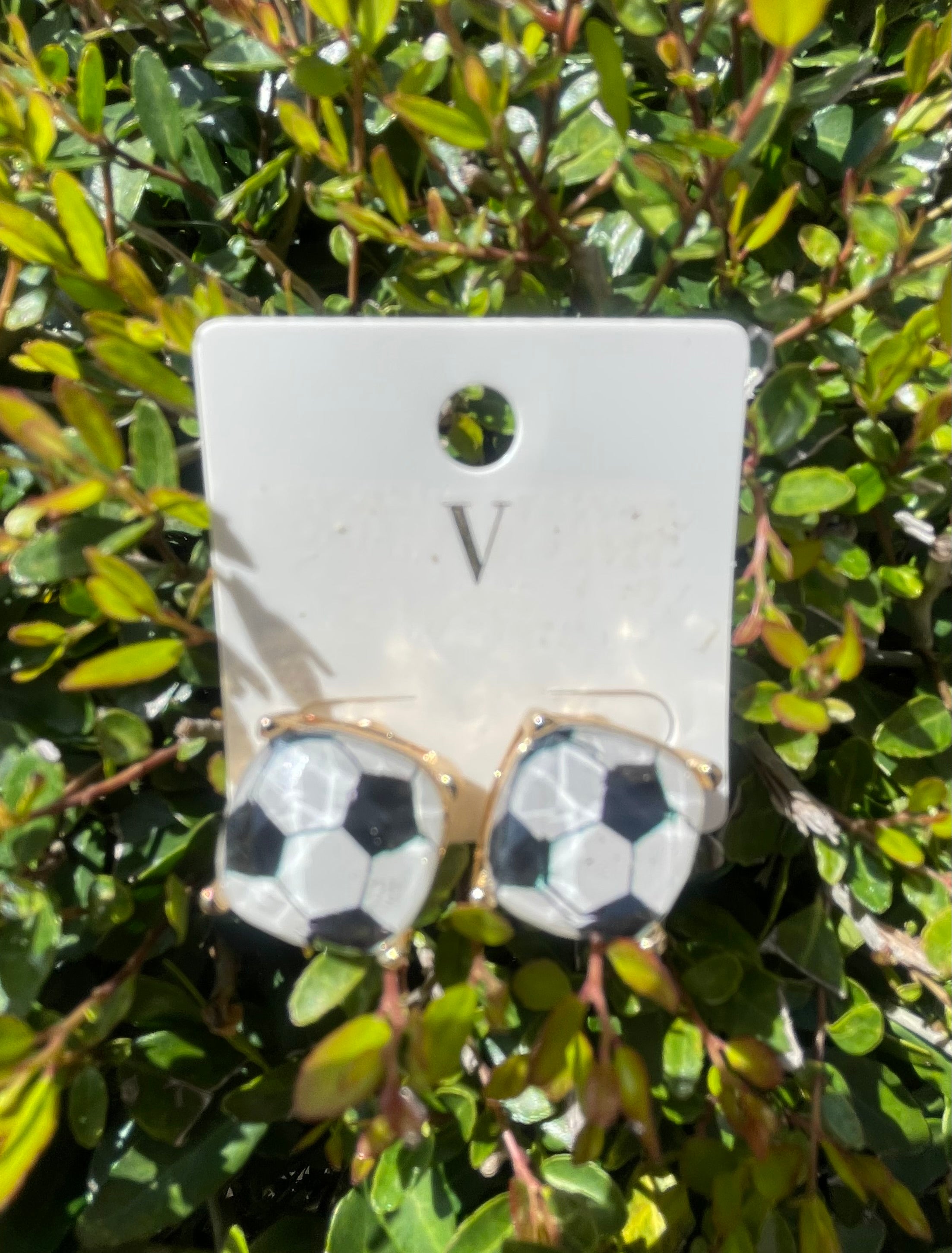 Earring Gold Soccer Ball Black/White - Beau Kisses