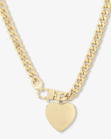 Julian XL Heart Cuban Chain Necklace 18" Gold - Beau Kisses