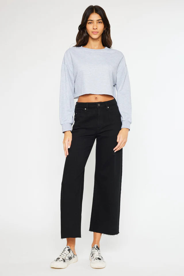 Dianella High Rise Crop Wide Leg Jeans Black