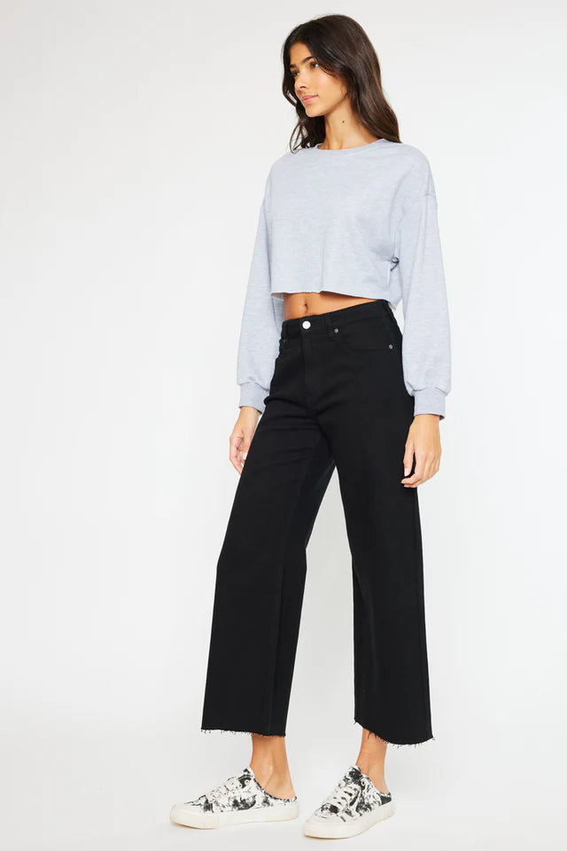 Dianella High Rise Crop Wide Leg Jeans Black