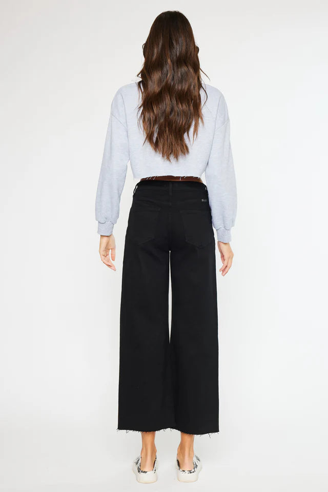 Dianella High Rise Crop Wide Leg Jeans Black