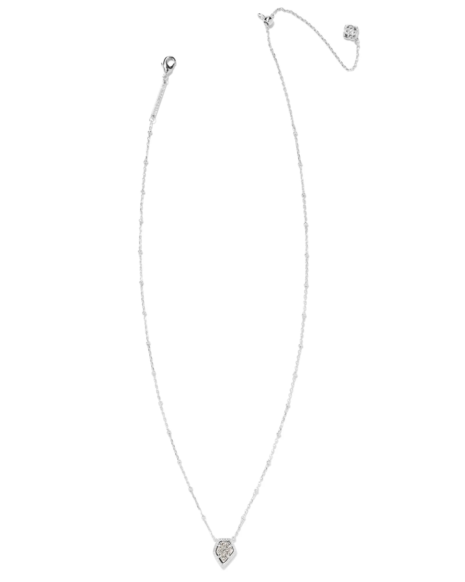 Framed Tess Satellite Short Pendant Necklace Silver Platinum Drusy