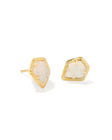 Framed Tessa Stud Earrings Gold Iridescent Drusy - Beau Kisses