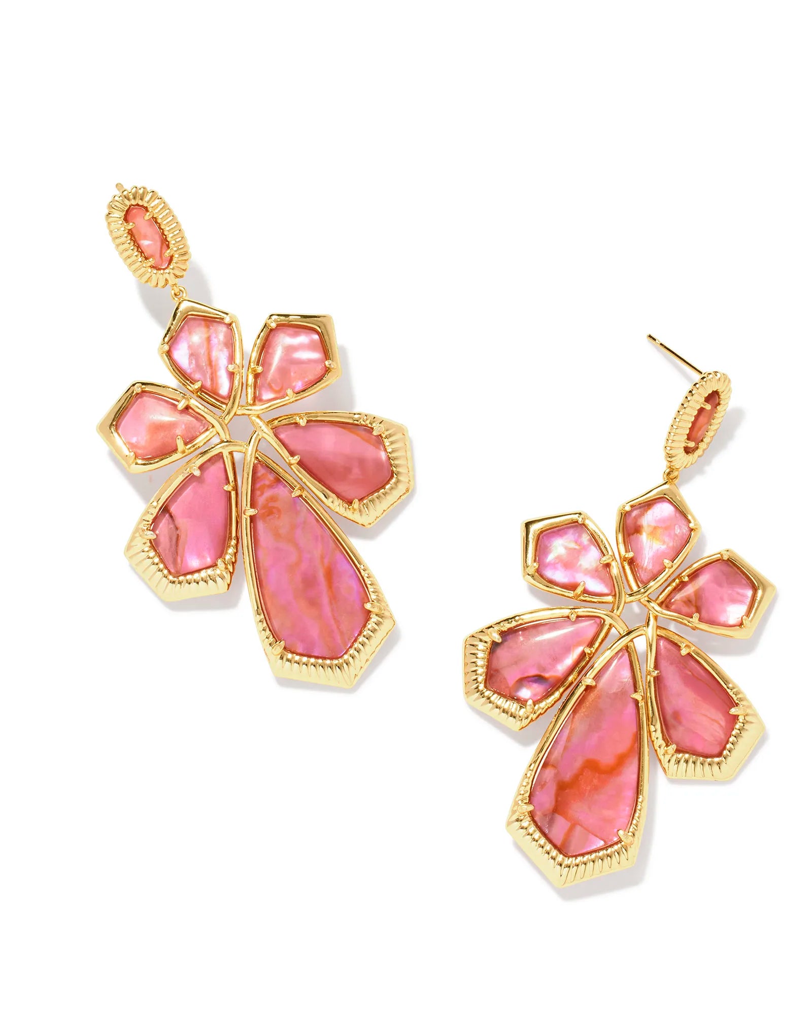 Layne Statement Earrings Gold Light Pink Iridescent Abalone