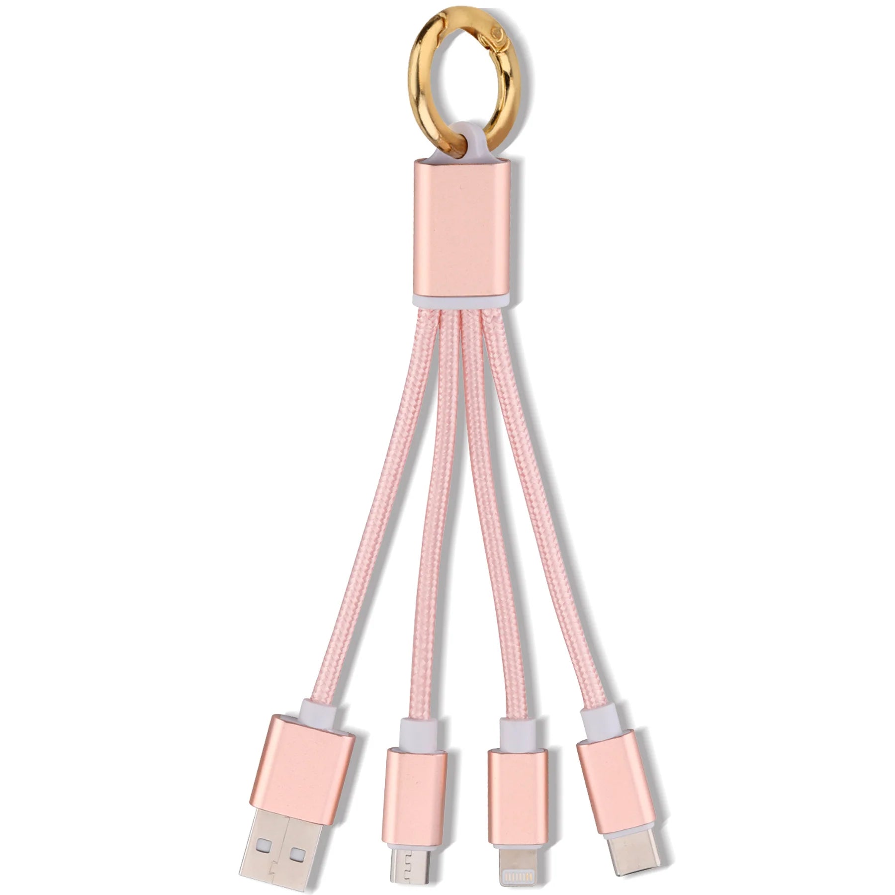 3-in-1 Charging Cable Keychain Rose Gold