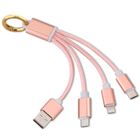 3-in-1 Charging Cable Keychain Rose Gold - Beau Kisses