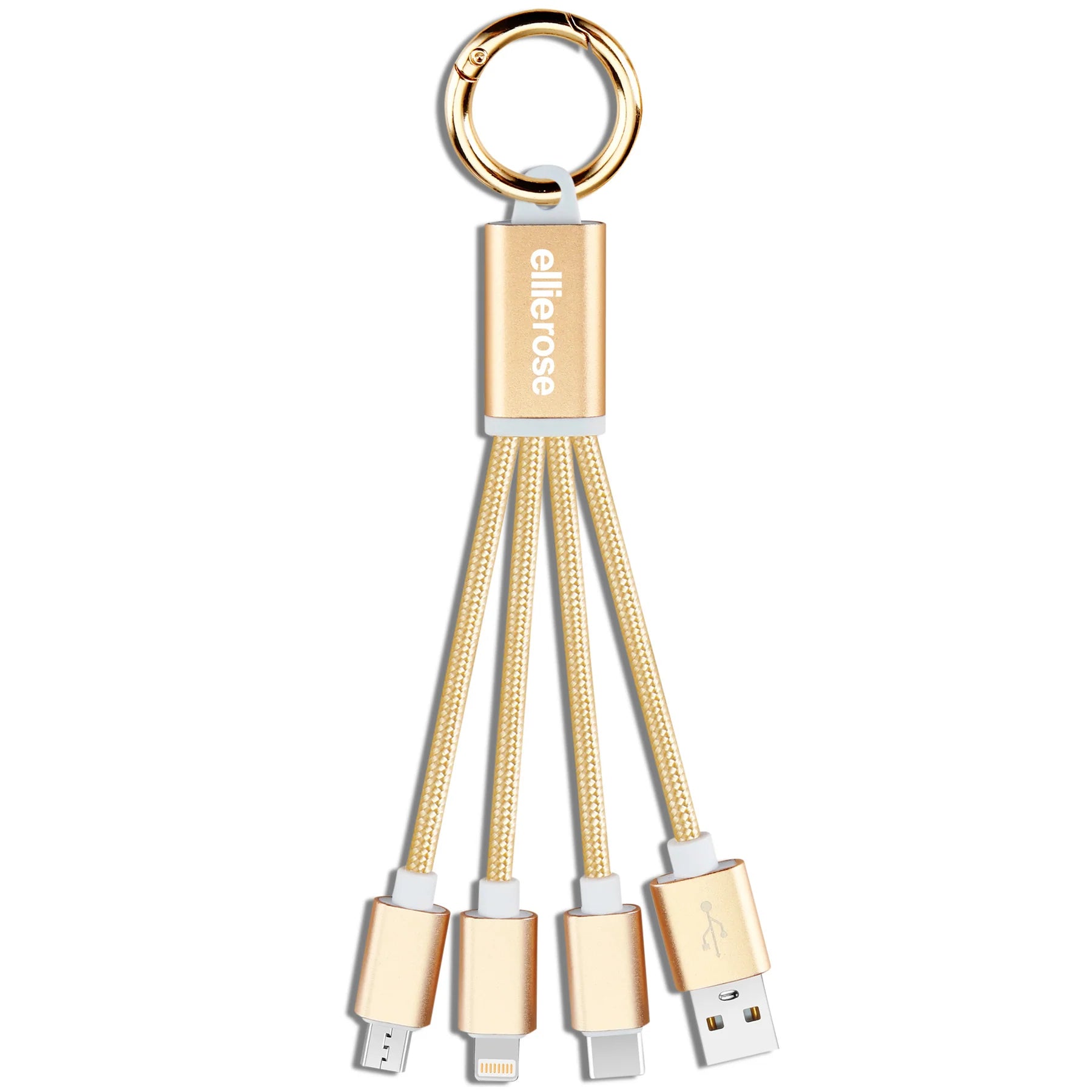 3-in-1 Charging Cable Keychain Gold - Beau Kisses