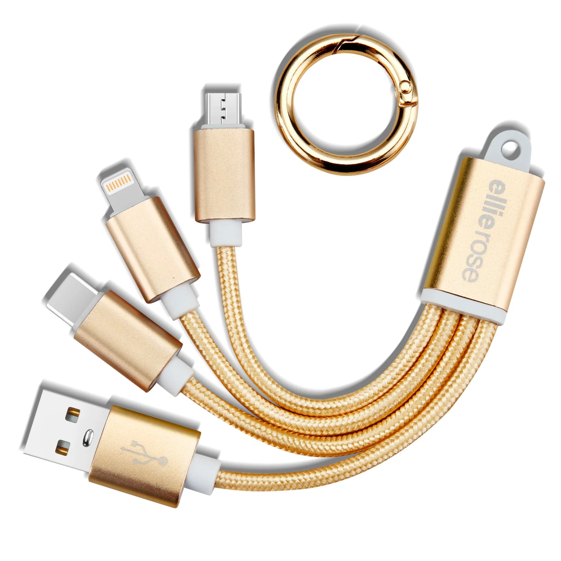 3-in-1 Charging Cable Keychain Gold - Beau Kisses