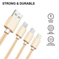 3-in-1 Charging Cable Keychain Gold - Beau Kisses