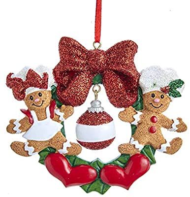 Gingerbread Wreath Family Of 2 Personalize Ornament