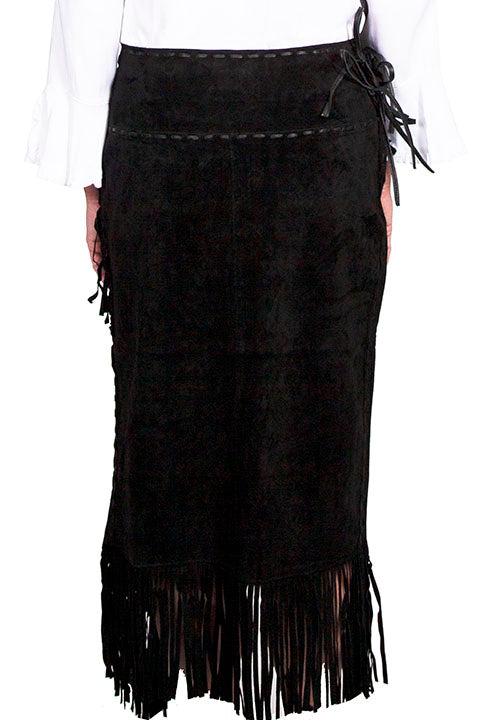 Long Sleeve Fringe Skirt Black
