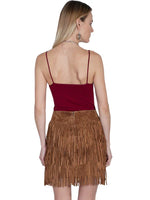 Boar Suede Fringe Short Skirt Cinnamon - Beau Kisses