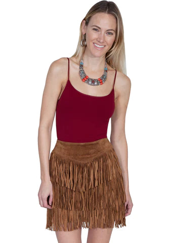 Scully Suede Fringe Skirt Cinnamon