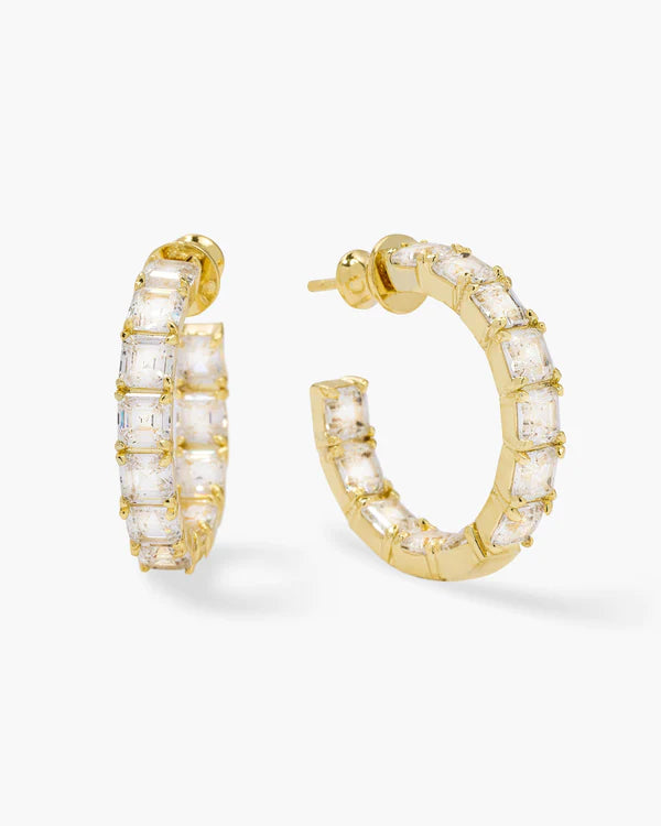 Lil' Queens Hoops 1" Gold|White Diamondettes