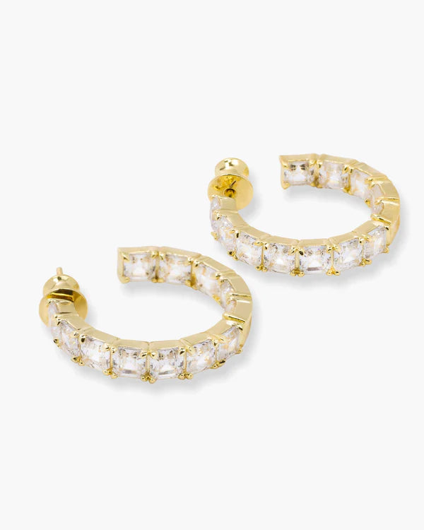 Lil' Queens Hoops 1" Gold|White Diamondettes