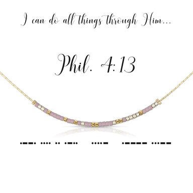 Say It In Morse Code Necklace Phil 4:13 - Beau Kisses