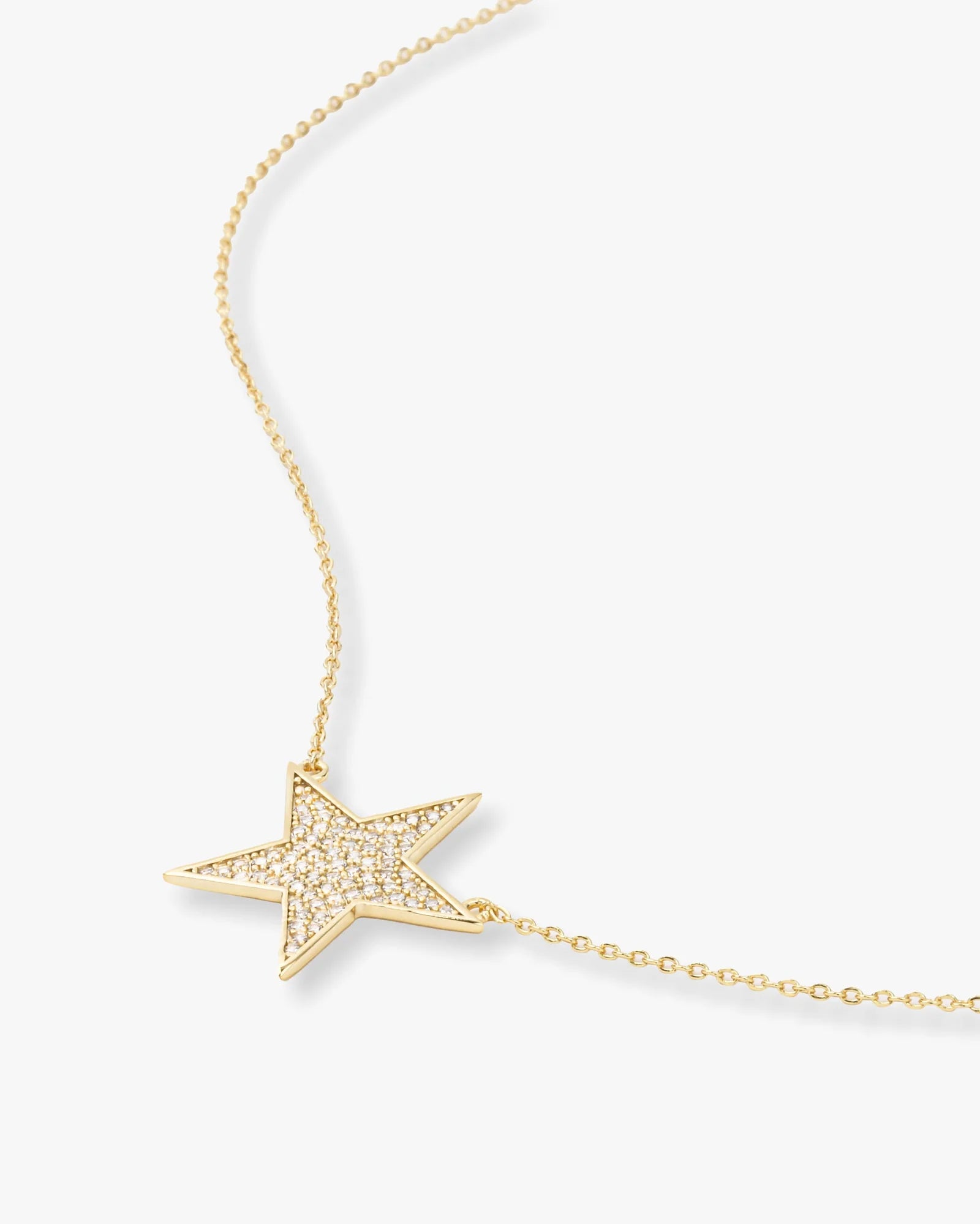 You Are My Shining Star Pave Necklace 18" Gold