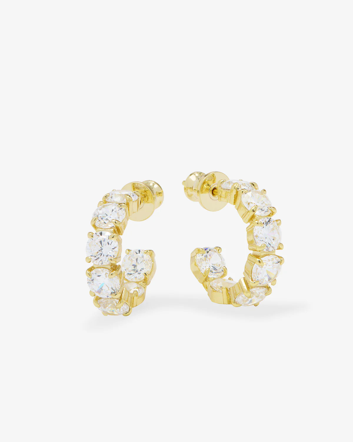 Oh She Fancy Hoops Gold White Diamondettes .75'