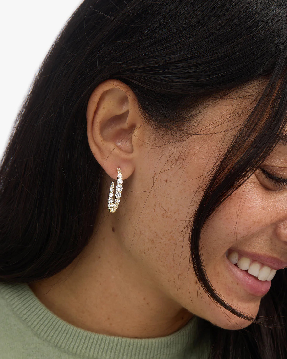 Oh She Fancy Graduated Hoops 1' Gold and White Diamondettes