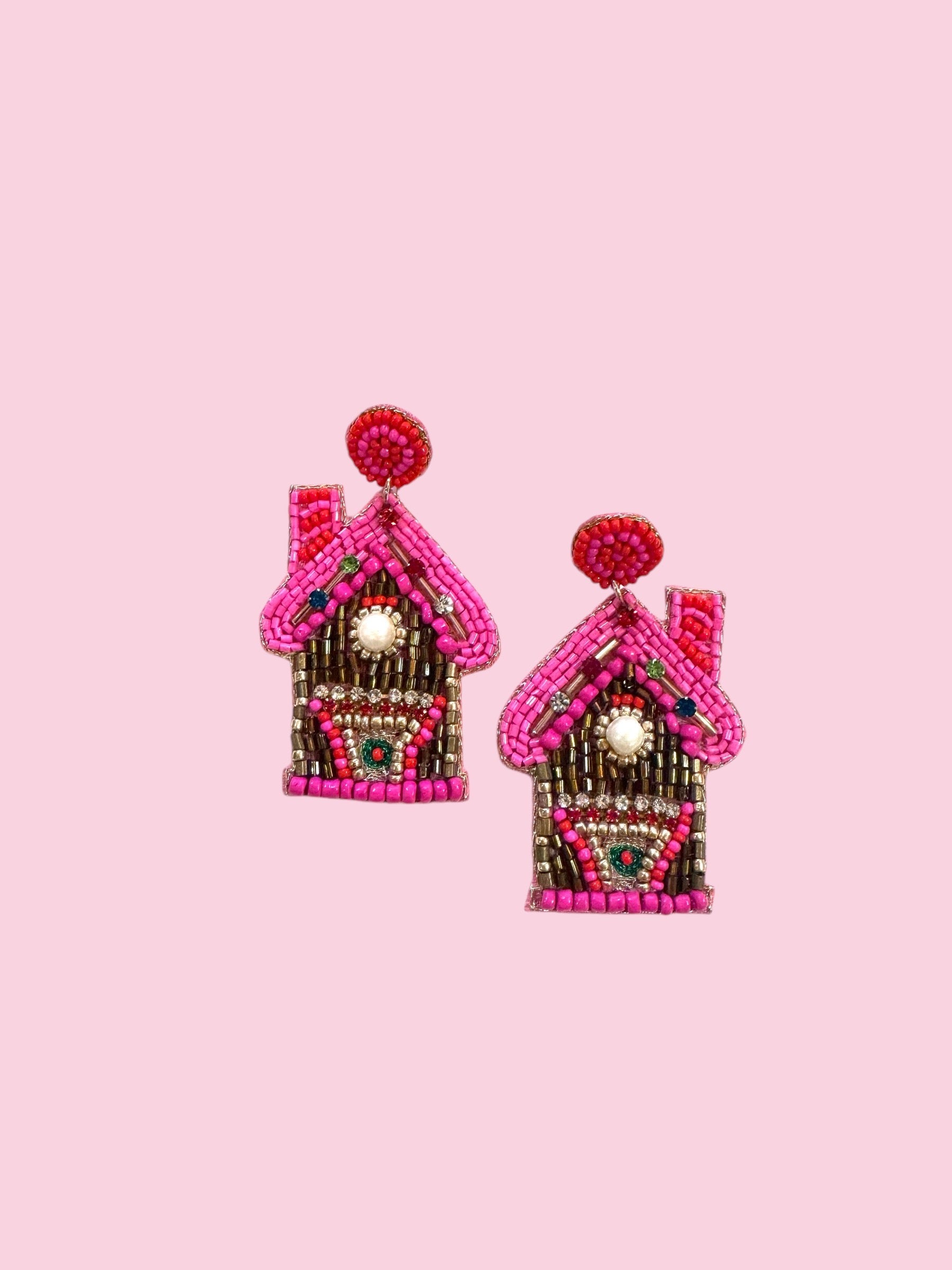 Beaded Earring Gingerbread House