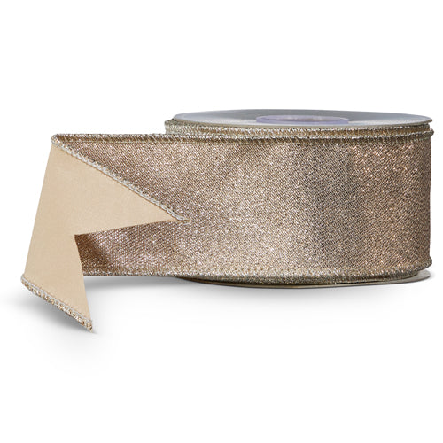 Taupe Metallic Ribbon 2.5" X 10yds - Beau Kisses