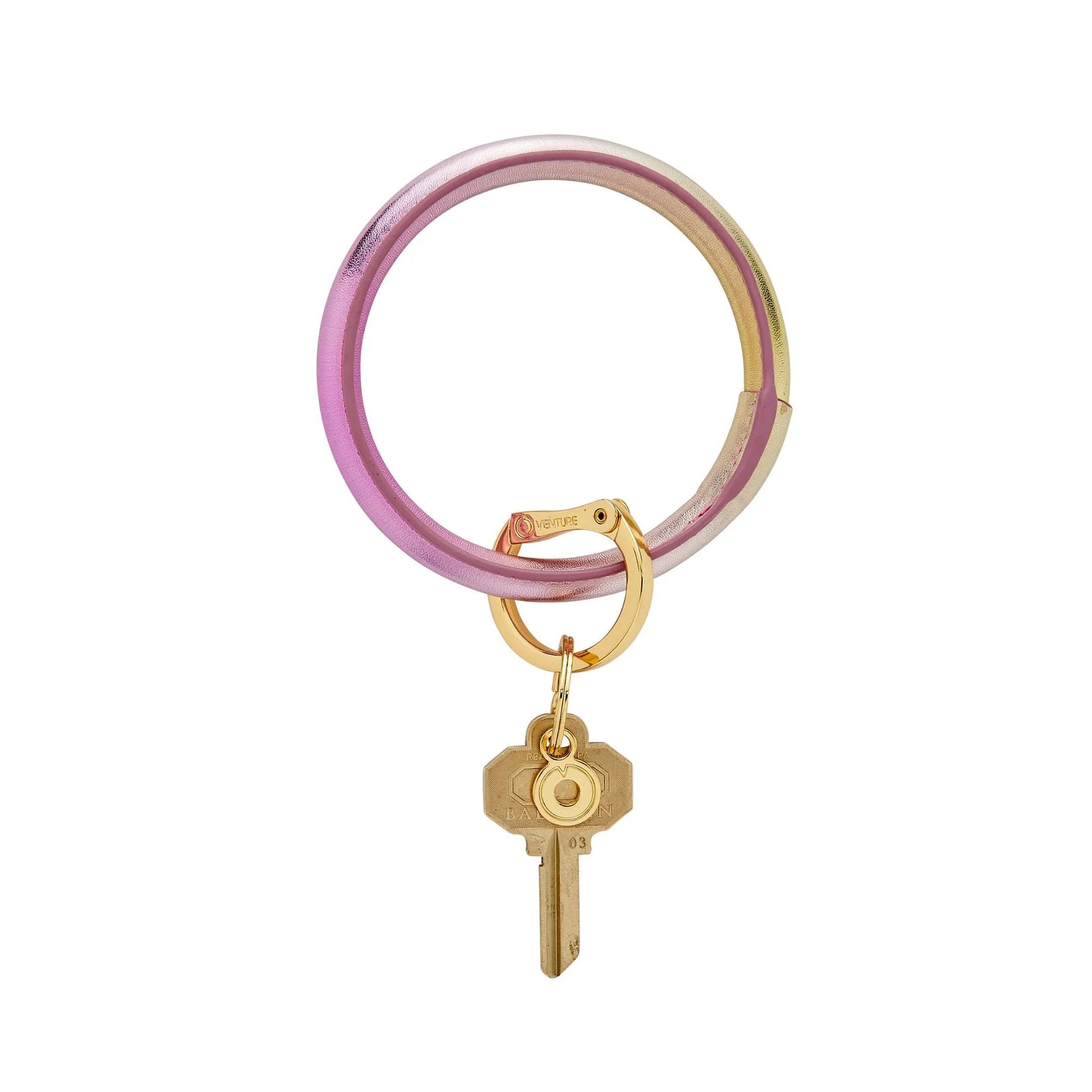 Leather Big O Key Ring Ombré Rosé