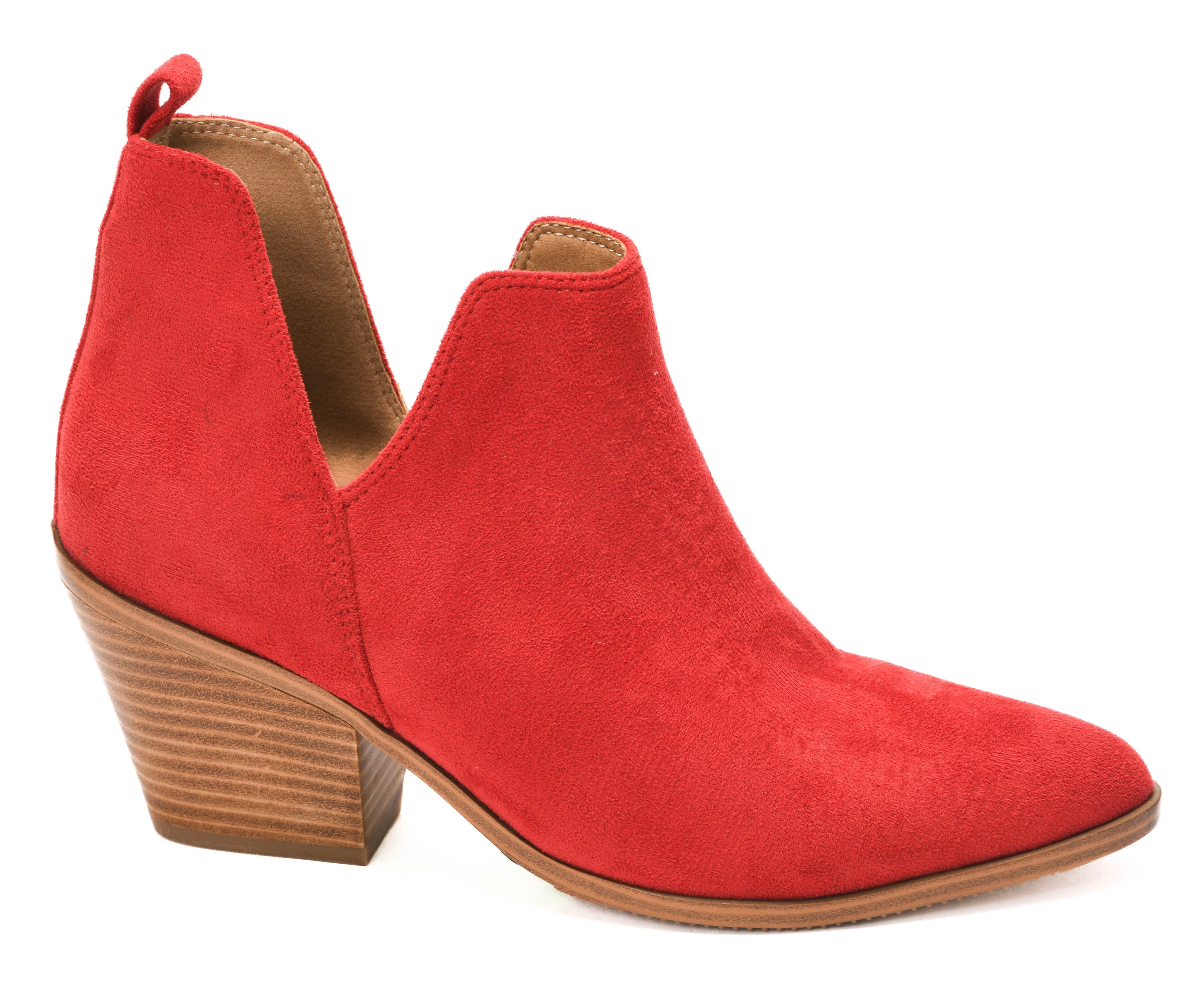 Sassy Pants Booties Red Faux Suede