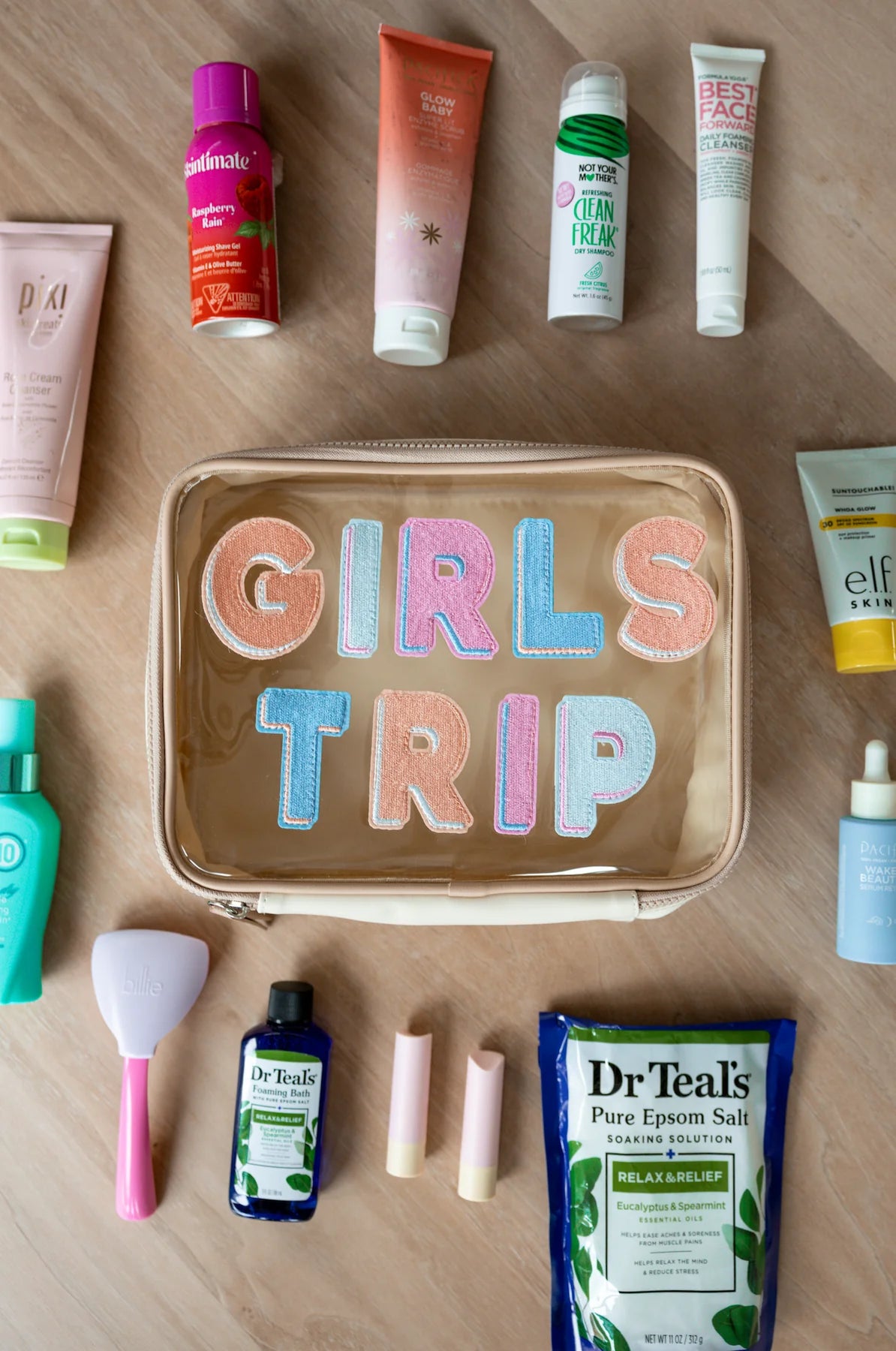 Girl's Trip Oversized Cosmetic Bag Clear/Colorful Letters