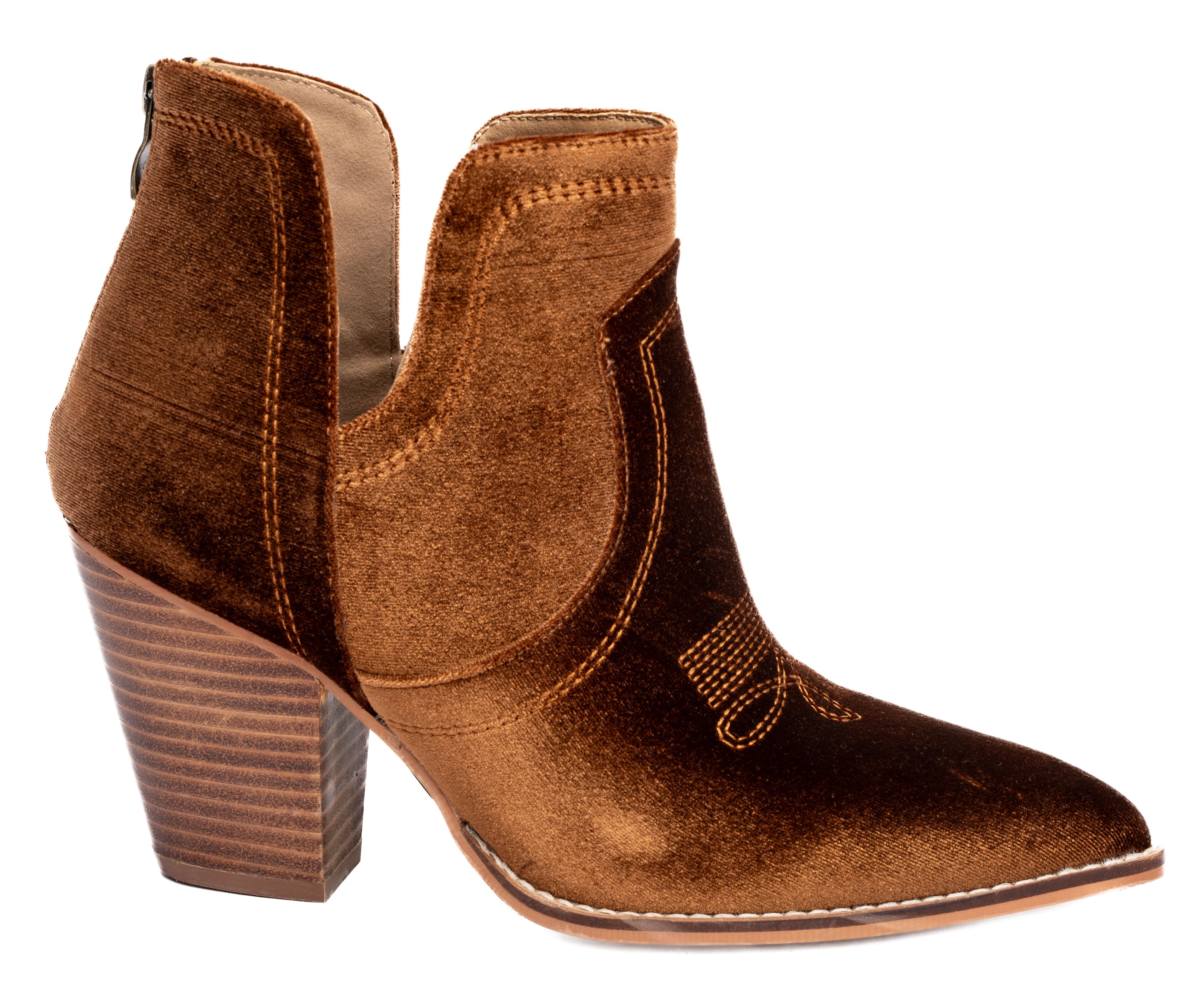 Smoke Show Booties Brown Velvet