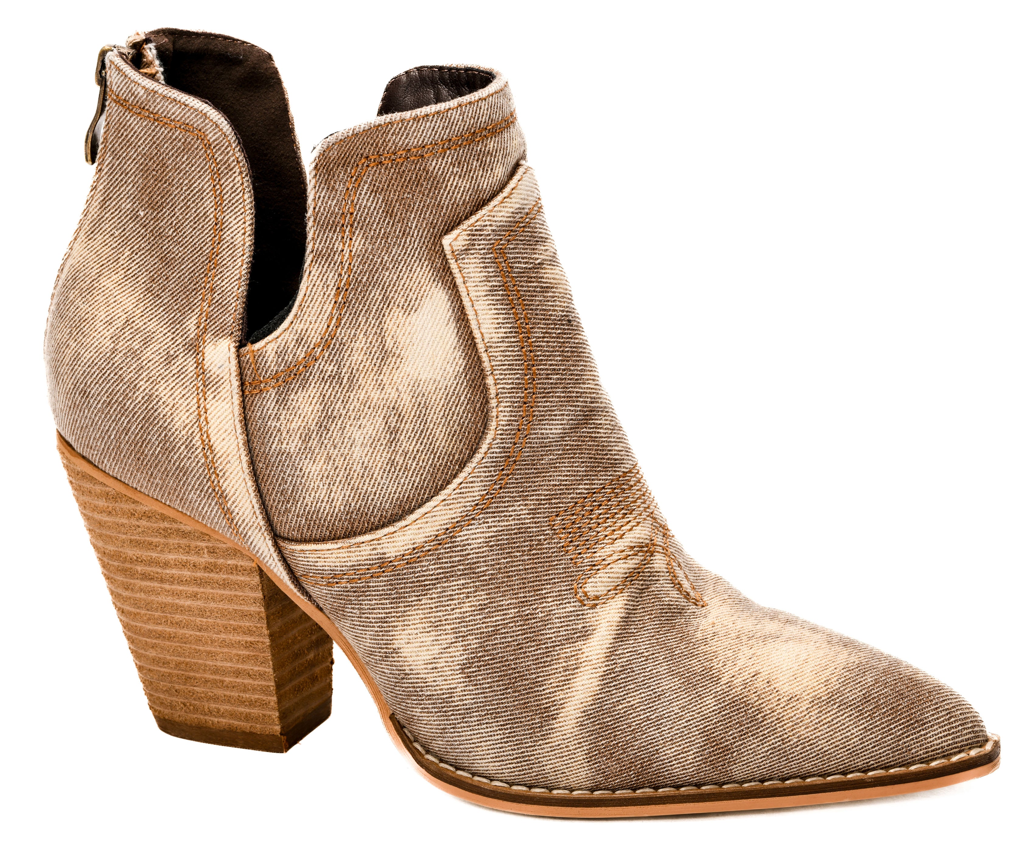 Smoke Show Booties Washed Beige Denim