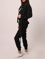 Austin Dropped Shoulders Cinched Waist Front Patch Pockets Black - ONLINE ONLY - Beau Kisses