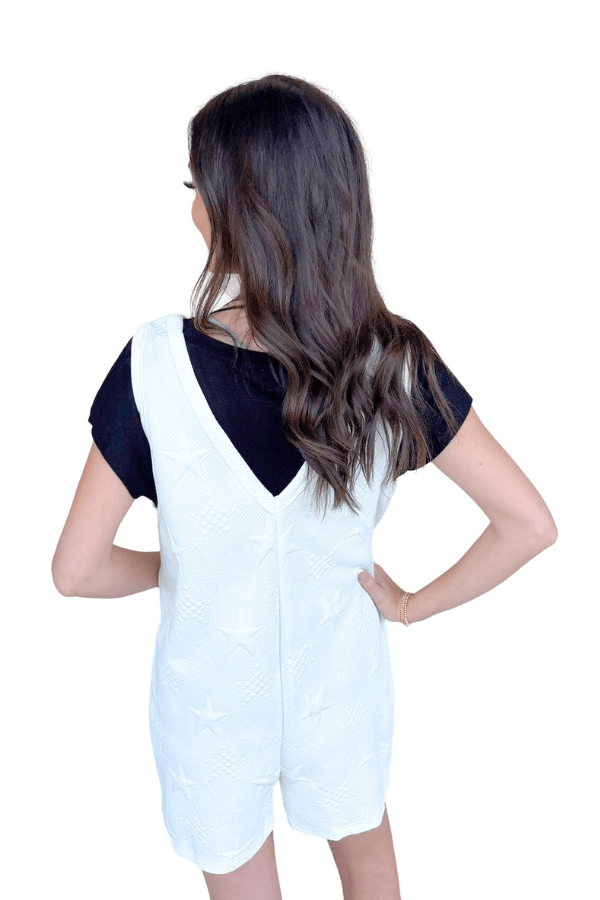V-Neck Sleeveless Romper Off White - Beau Kisses